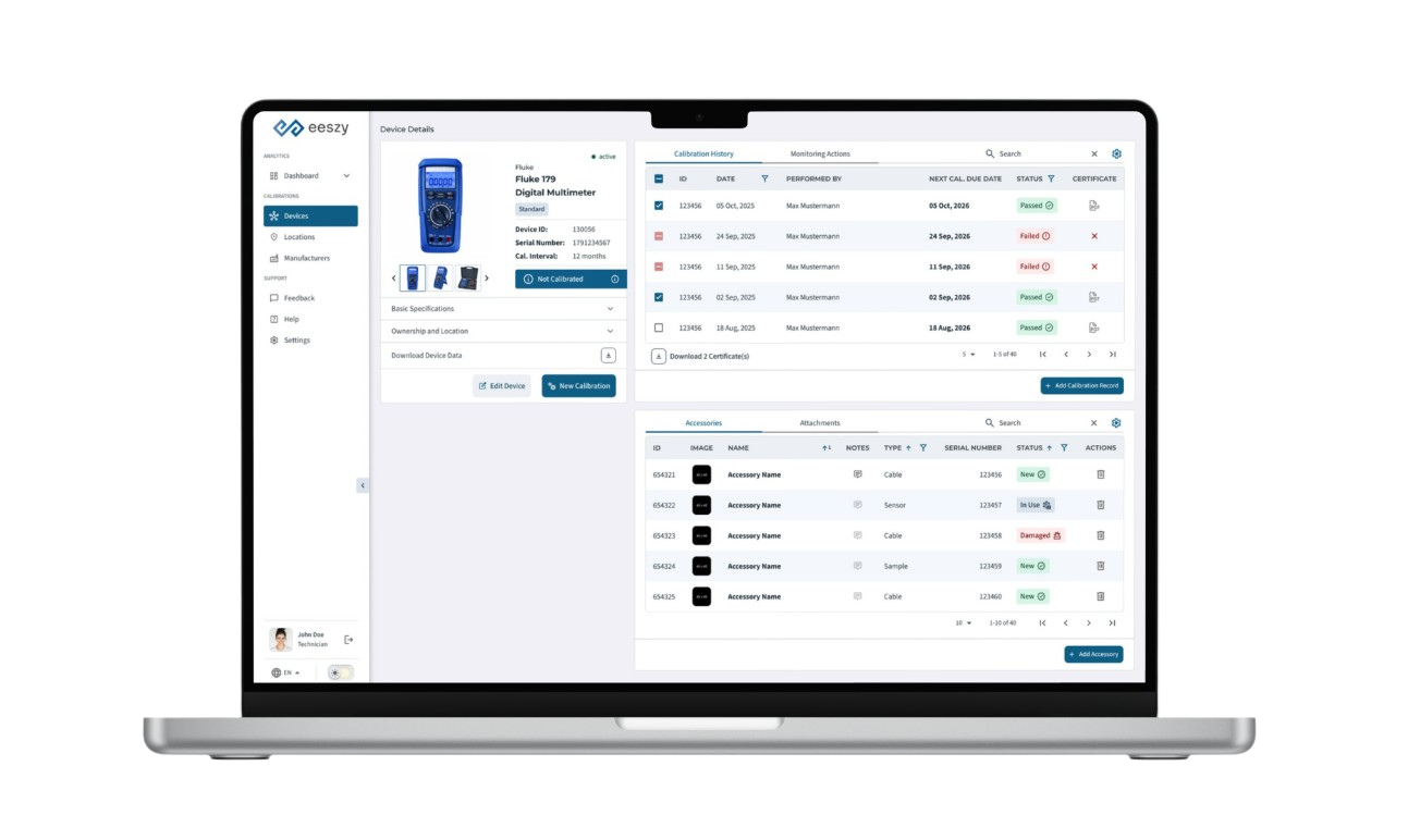 Calibration Platform – Dashboard Preview
